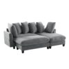 Modern L Shaped Sectional Sofa With Storage, Movable Ottoman, And Throw Pillows - Gray - Image 17