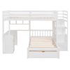 Full Over Twin Bunk Bed With Desk, Drawers And Shelves - White - Image 3