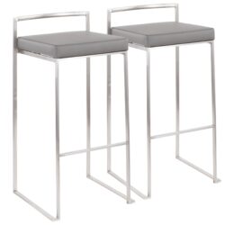 Fuji - Contemporary Stackable Barstool (Set of 2) - Gray
