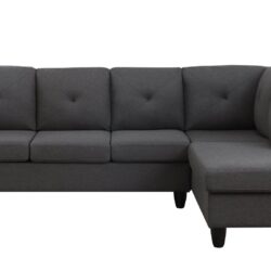 Santiago - Linen Sectional Sofa With Right Facing Chaise - Dark Gray