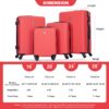 Luggage 4 Piece Lightweight Suitcase With Rotating Wheels, 24" And 28" With Tsa Lock, (16/20/24/28) - Red - Image 3