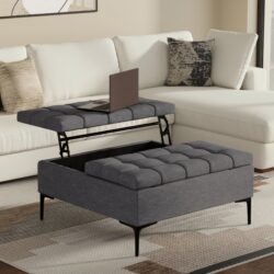 Laura - Lift Top Storage Ottoman - Gray