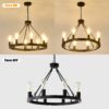 6 Light (No Bulbs) Wagon Wheel Chandelier Farmhouse Modern Small Round Chandelier For Living Room Kitchen Island Foyer Hallway Entryway Bedroom Dining Room Light Fixture Ceiling Hanging - Matte Black - Image 9