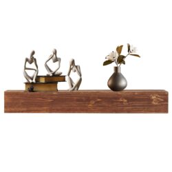 48" Rustic Wood Fireplace Mantel, Wall-Mounted & Floating Shelf For Home Decor - Dark Brown