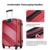 3 Piece Luggage Sets Lightweight Suitcase With Two Hooks, Spinner Wheels, (20/24/28) - Red - Image 6