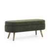Elegant Ottoman Oval Storage Bench With Rubber Wood Legs Foam Upholstery - Green - Image 10