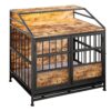Multi Function Dog Crates With Storage, Double Doors, Indoor Dog Crate - Black Brown - Image 12