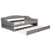 Full Long Size Daybed With LED Belt And Trundle - Gray - Image 11