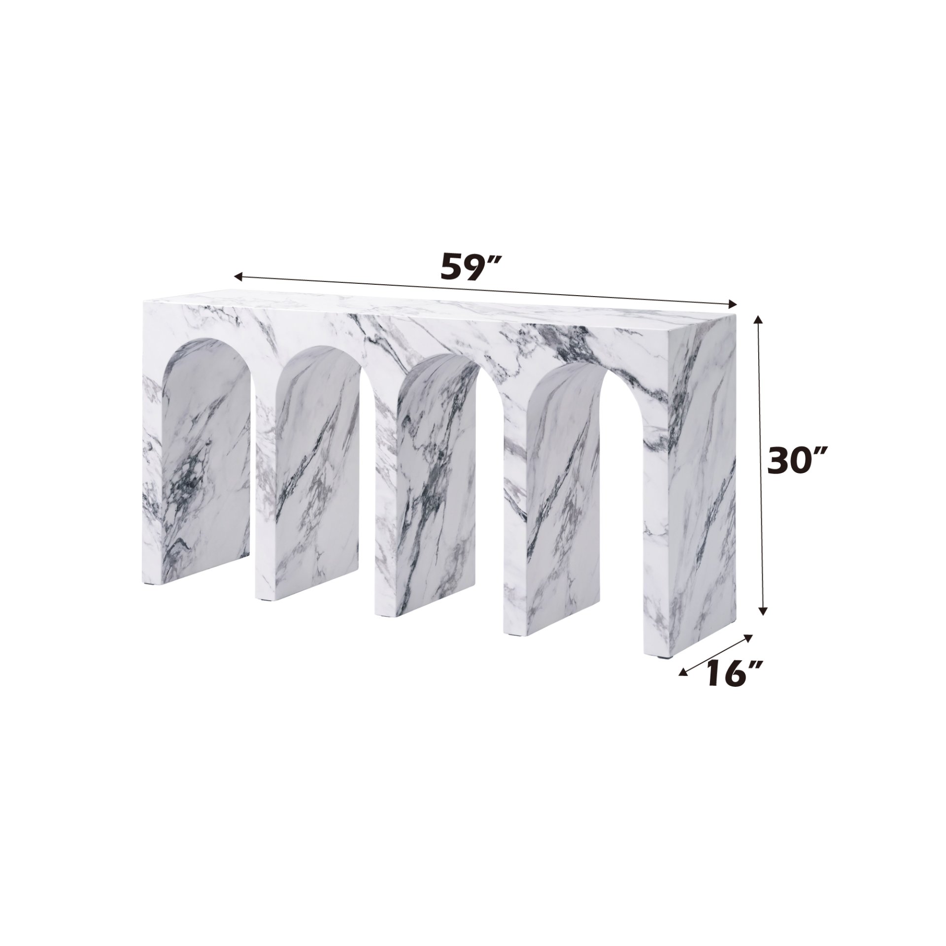 Fritzy - Engineered Stone Console Table - Marble - Image 3