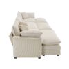 Stylish Oversized Modular Cushioned Sofa With 3 Ottomans Light Corduroy - Beige - Image 16