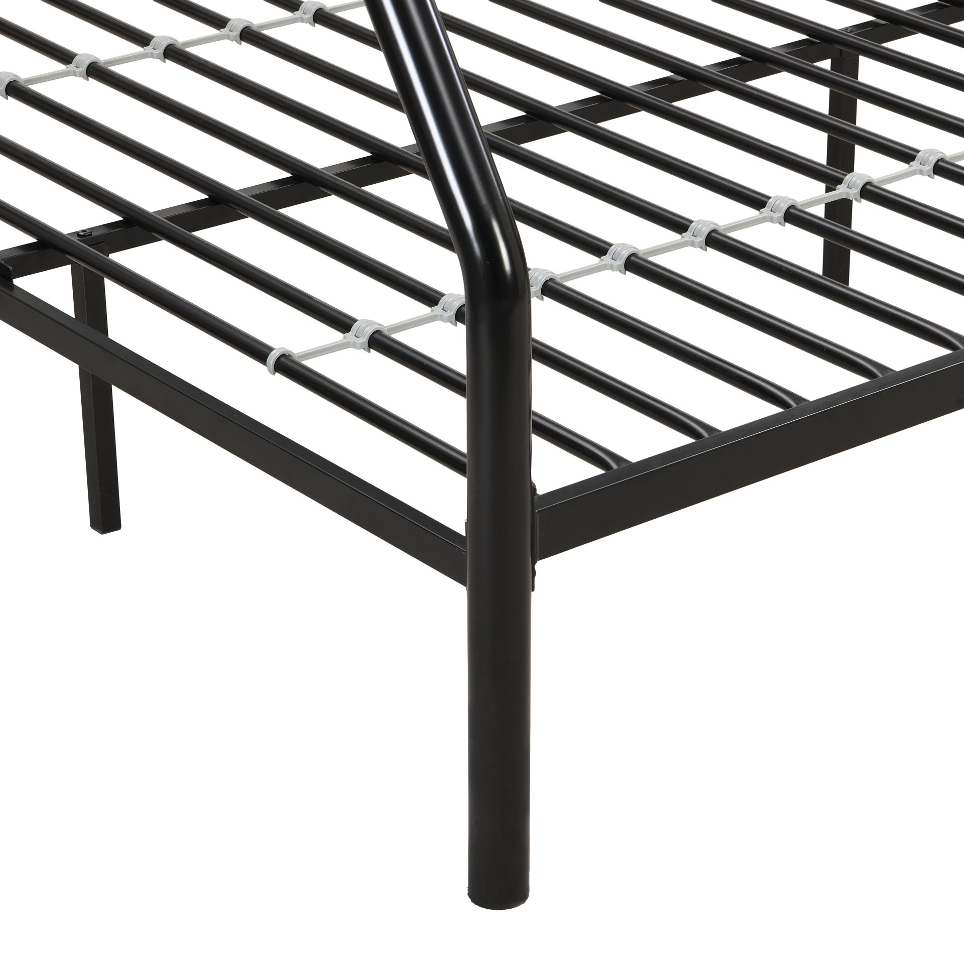 Modern Twin Over Full Metal Bunk Bed With Trundle And Dual Side Ladder And Metal Design - Black / Brown - Image 13