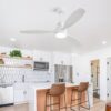 Wooden Ceiling Fan White 3 Solid Wood Blades Remote Control Reversible Dc Motor With LED Light - Matte White - Image 9