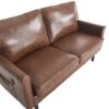 Mid Century Modern Loveseat Sofa With USB, 2 Seater Couch, Removable Pillow Covers - Brown - Image 22