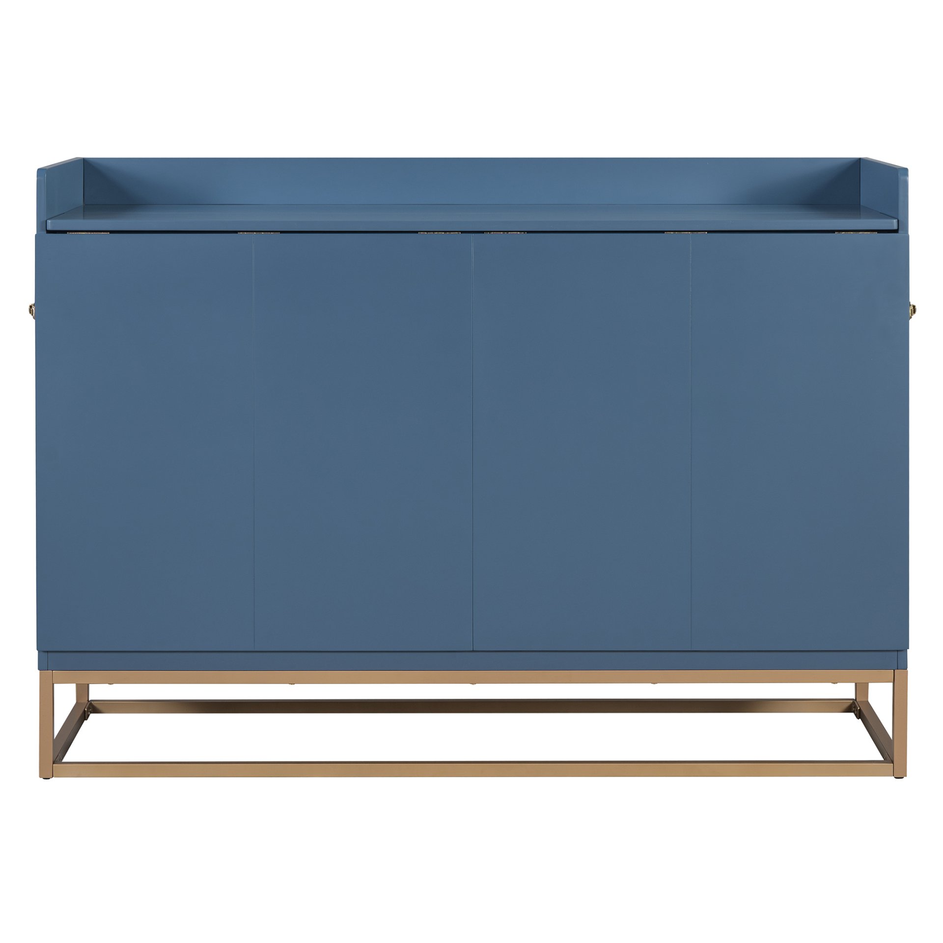 Queen Size Murphy Bed With Iron Legs, Modern Design - Blue - Image 3