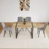 Modern Upholstered Dining Chairs (Set of 4) With Linen Cushion Seat And Sturdy Metal Legs - Light Gray - Image 5