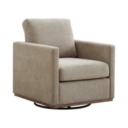 Modern Square Upholstered Swivel Accent Chair 360 Degree Lounge Armchair - Taupe