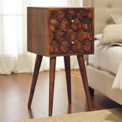 Mini Cube 2 Drawer Nightstand - Chestnut