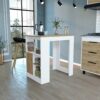 Kitchen Island Three Open Side Storage Shelves And One Push-To-Open Cabinet - White / Macadamia - Image 2