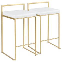 Fuji - Contemporary / Glam Counter Stool (Set of 2) - Gold / White