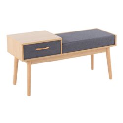 Telephone Contemporary Bench With Pull Out Drawer - Natural / Gray