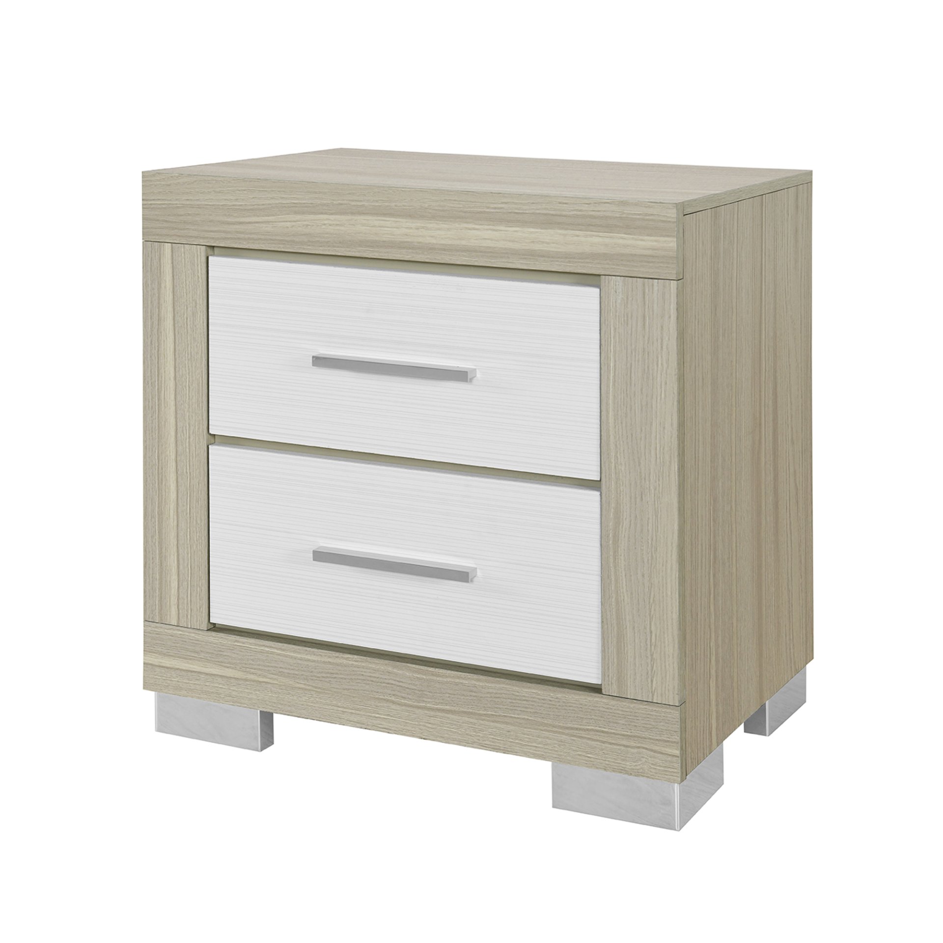 Elsa - Nightstand With Spacious Drawers And Block Legs - Natural / White - Image 4