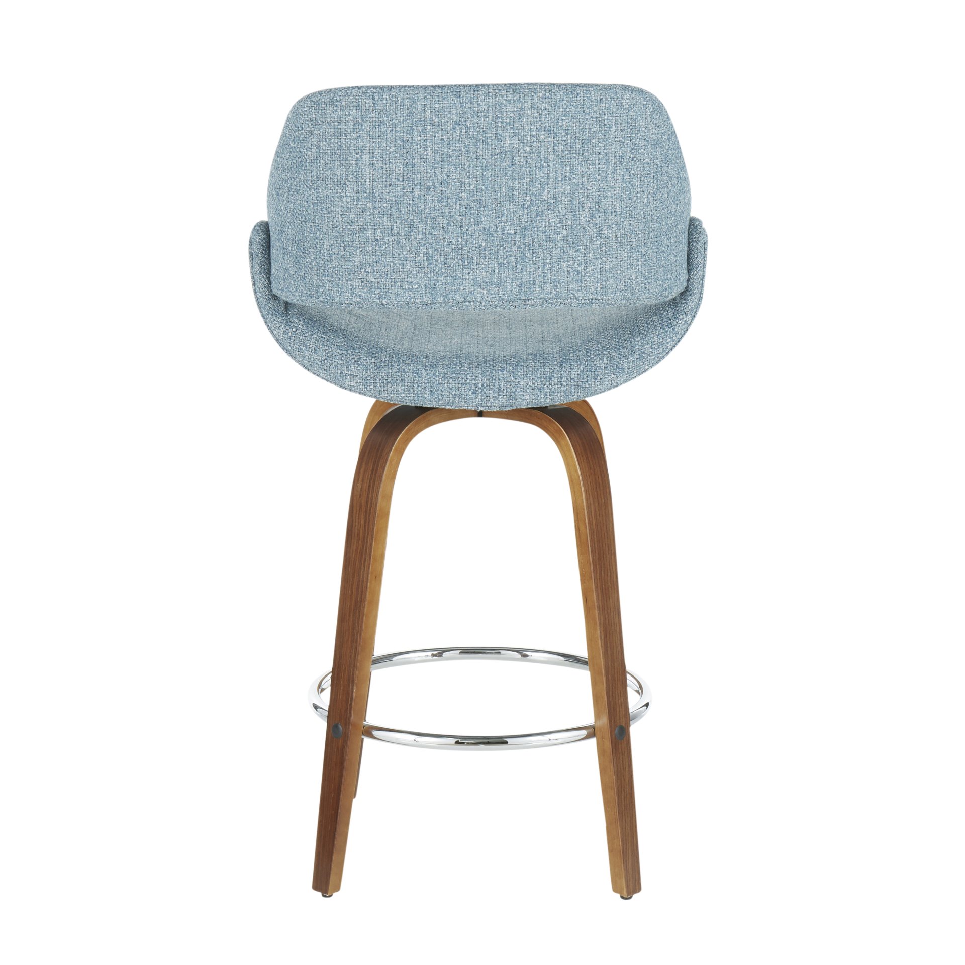 Fabrico - Mid-Century Modern, Counter Stool (Set of 2) - Walnut / Blue - Image 5