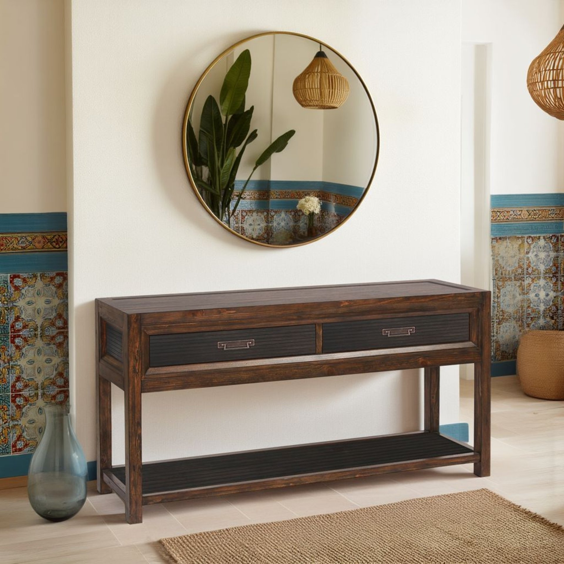 Branson - 2 Drawer Sofa Table, Two Tone - Brown - Image 2