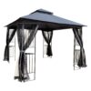 10 X 10 Ft Patio Gazebo Tent With Ventilated Double Roof And Mosquito Net Canopy For Backyard Or Garden - Gray - Image 7