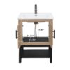Modern Freestanding Bathroom Vanity With Ceramic Sink, Hot And Cold Faucet, 2 Door Cabinet & Open Iron Shelf, Magnesium Oxide And Iron Frame - Natural - Image 6