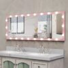Hollywood - Full Length Mirror With Lights Full Body Vanity Mirror With 3 Color Modes Wall Lighted Standing Floor Mirror For Dressing Room Bedroom Hotel Touch Control - Pink - Image 8