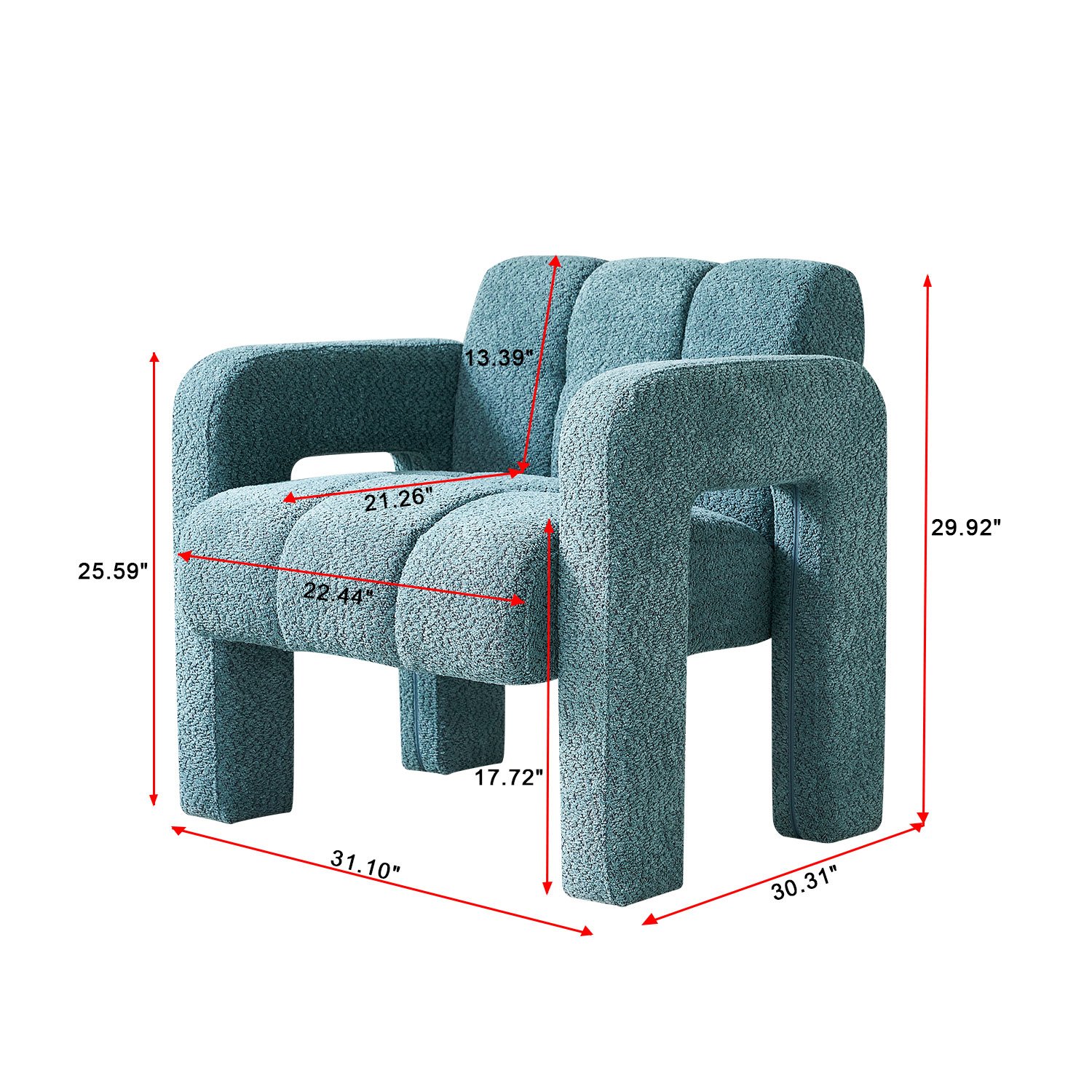 31.10" Wide Boucle Upholstered Accent Chair - Green - Image 3