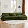 Super Comfort Oversized Modular Velvet Sectional Sofa Couch With Movable Ottoman - Olive Green - Image 4