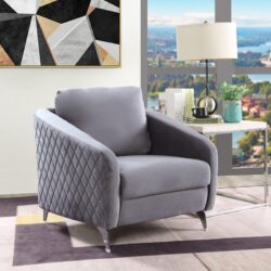 Sofia - Velvet Modern Chic Accent Armchair - Gray