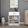 Pantry Organizer Cabinet One Drawer, Two Interior Shelves, Two Doors - White / Light Oak - Image 7