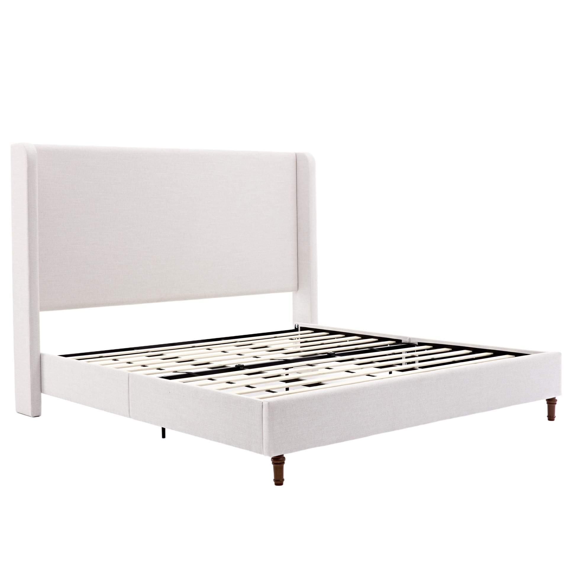 Harper - California King Size Tall Headboard Upholstered Bed - Ivory - Image 10