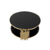 Double Layer Tempered Glass Top Stainless Steel Round Coffee Table For Living Room - Gold / Black - Image 7