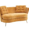 Polyester Fiber Loveseat Sofa Upholstered Couch With Golden Metal Legs Club 2 Seat Sofa For Living Reading Room Bedroom Apartment Small Space Dorm - Yellow - Image 8