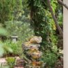 Decorative 5 Tier Wood Rock Inspired Water Fountain With Lights And Pump - Brown - Image 7