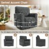 360 Degree Swivel Chair Accent Barrel Armchair With Side Pockets, Compact Design For Living Room, Bedroom, Office - Gray - Image 5