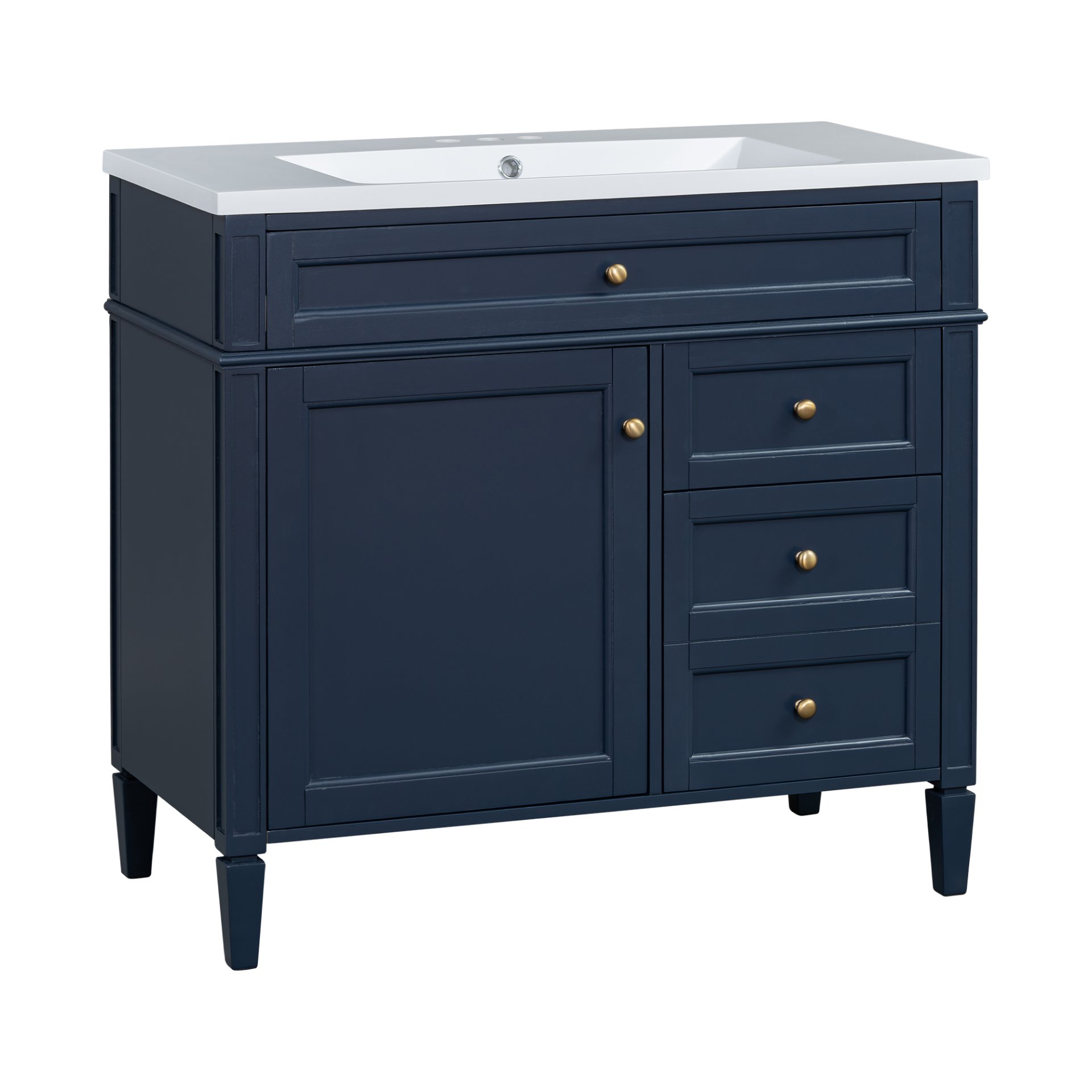 Bathroom Vanity With Top Sink, Modern Bathroom Storage Cabinet With 2 Drawers And A Tip-Out Drawer, Single Sink Bathroom Vanity - Blue - Image 11
