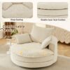 Accent Barrel Chair 360° Swivel Sofa Chair With Dual Layer Cushion And 3 Removable Pillows Corduroy - Beige - Image 6