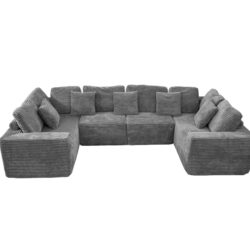 Modular U Shaped Sectional Sofa, 6 Seater Chaise Lounge With Reversible Design, Customizable Living Room - Dark Gray