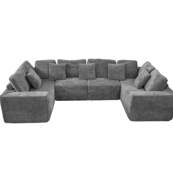 Modular U Shaped Sectional Sofa, 6 Seater Chaise Lounge With Reversible Design, Customizable Living Room - Dark Gray