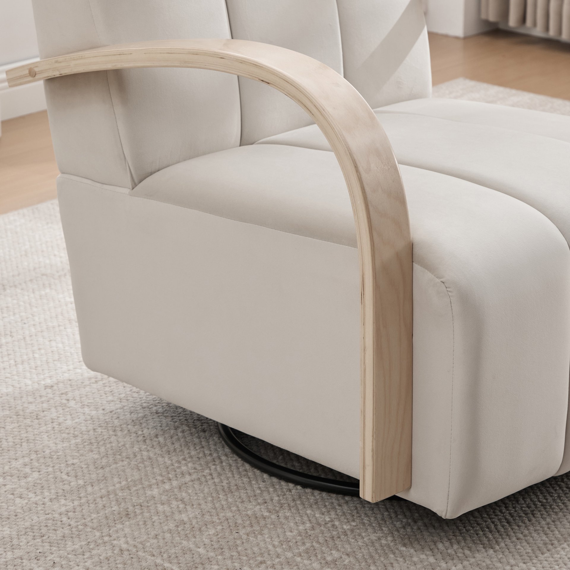 360° Swivel Accent Chair With Armrests, Comfy Lounge Chair - Beige - Image 11