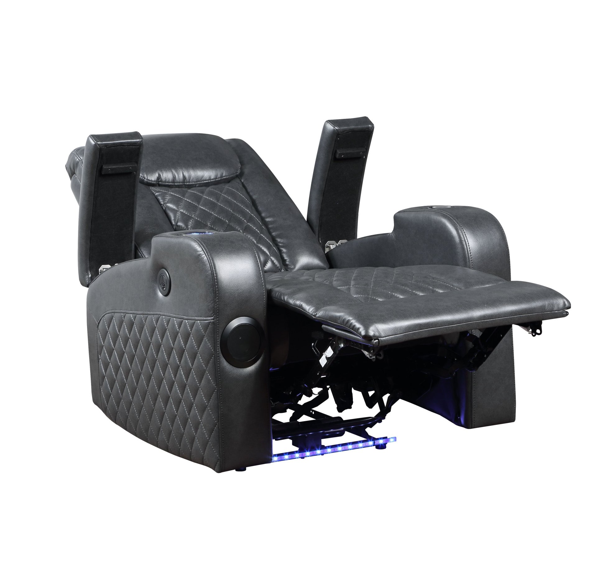 Alair - Leather Aire Power Motion Recliner With Bluetooth, Wireless Charger Cupholder - Dark Gray - Image 3