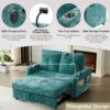 Modern Loveseat Pull Out Sofa Bed With Adjustable Backrest, Two Cup Holders, A Phone Holder, Three Charging Ports And Side Storage Pockets For Living Room - Teal - Image 6