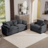 Modern Living Room Sofa 2 Piece Set Corduroy, Single And 3 Seater Sofas - Gray - Image 14