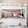 Full Over Full Bunk Bed With Twin Size Trundle, Guardrails - White - Image 18
