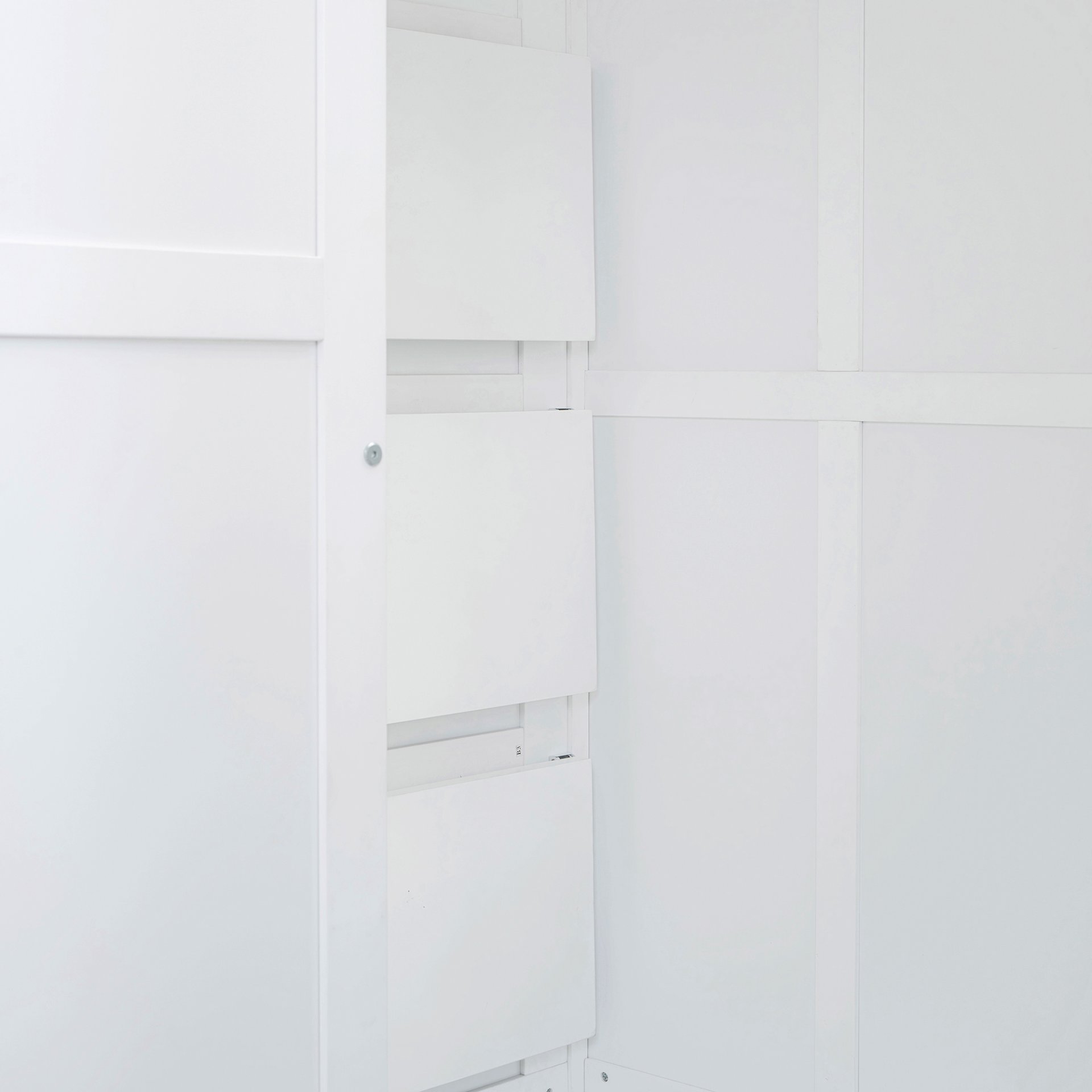 Full Size Loft Bed With Wardrobe, Desk And Shelves - White - Image 13