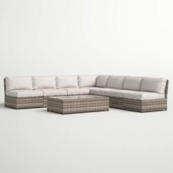6 Piece Wicker Patio Seating Group With Cushions - Grey Mix